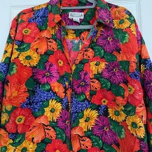 Compaignie Internationale Whistles Silk Multicolor Sunflower Blouse Size Large